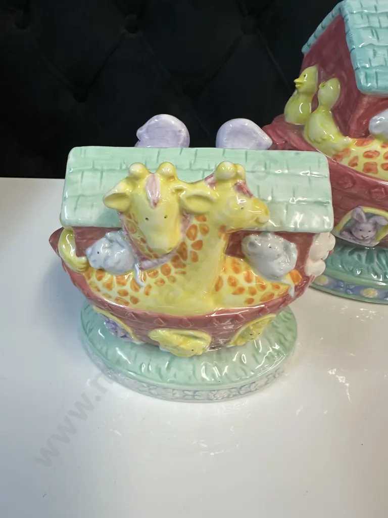 Noahs Ark Childrens Nursery Themed Table Lamp Base & Money Box By CR Gibson Image 1++